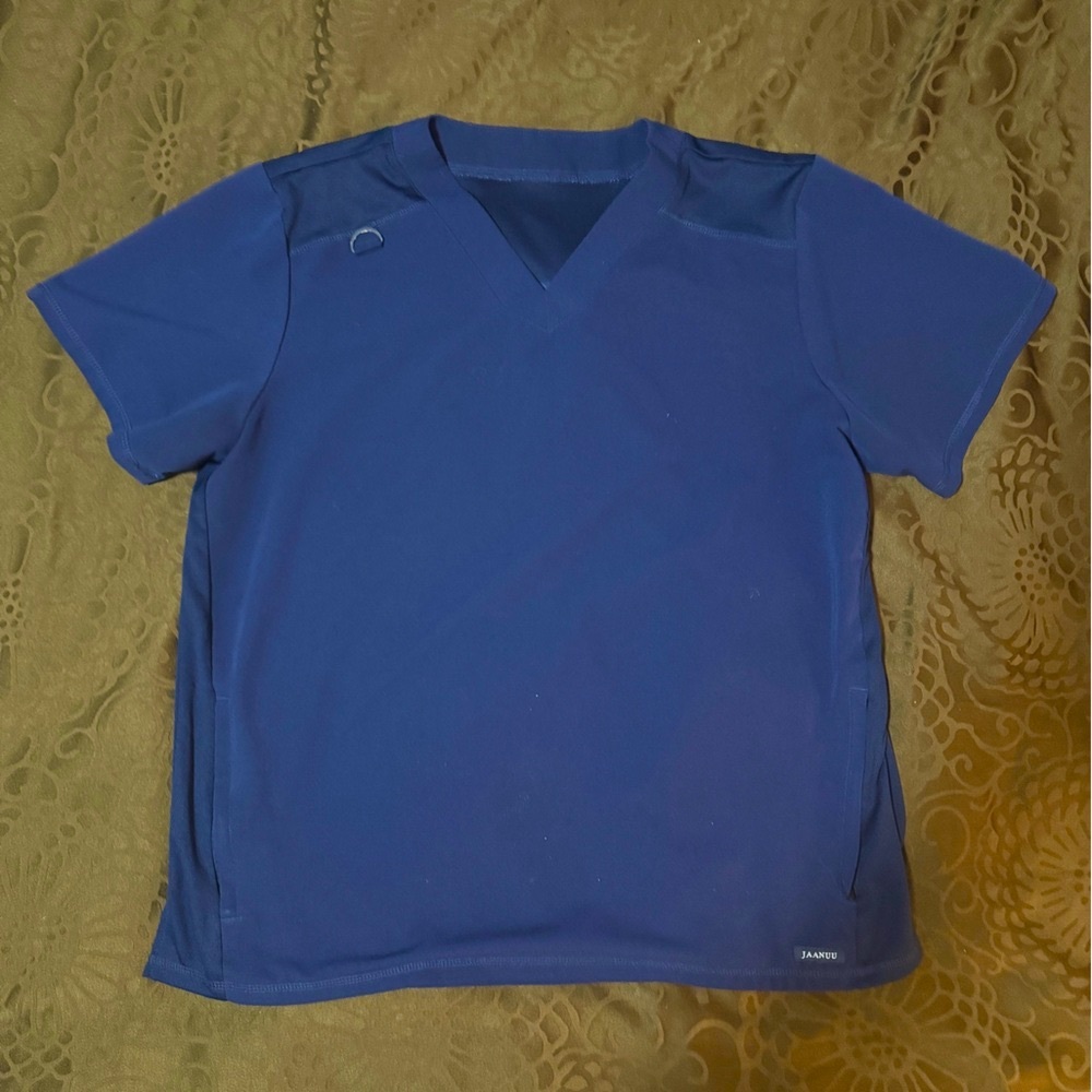 Men's Jaanuu Blue V-Neck Scrub Top 1X